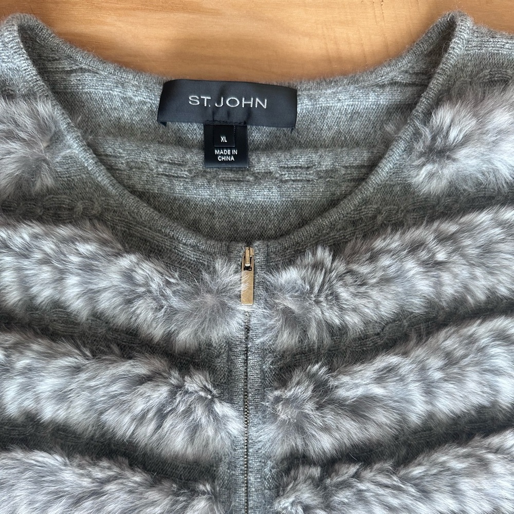 St. John Rabbit Fur Zip Up Vest - Picture 2 of 5